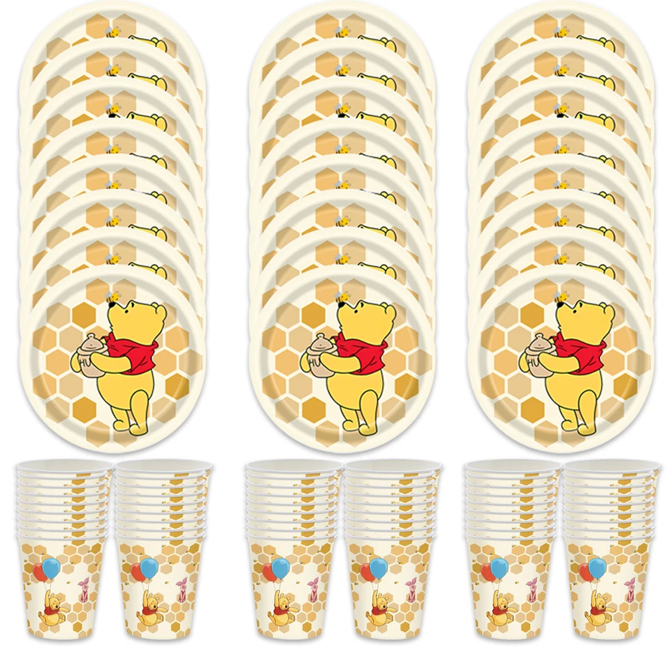 60ks/set New Disney Winnie the Pooh Tigger Tooght Narodeninová oslava Detská oslava Dekorácie Boy Quart Decoration Paper Plate Cup Deco