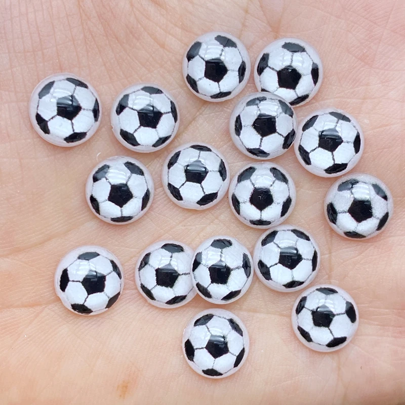 60ks/šarža 10 mm kawaii akrylové mini futbalové futbalové kabíny pre vlasové luky
