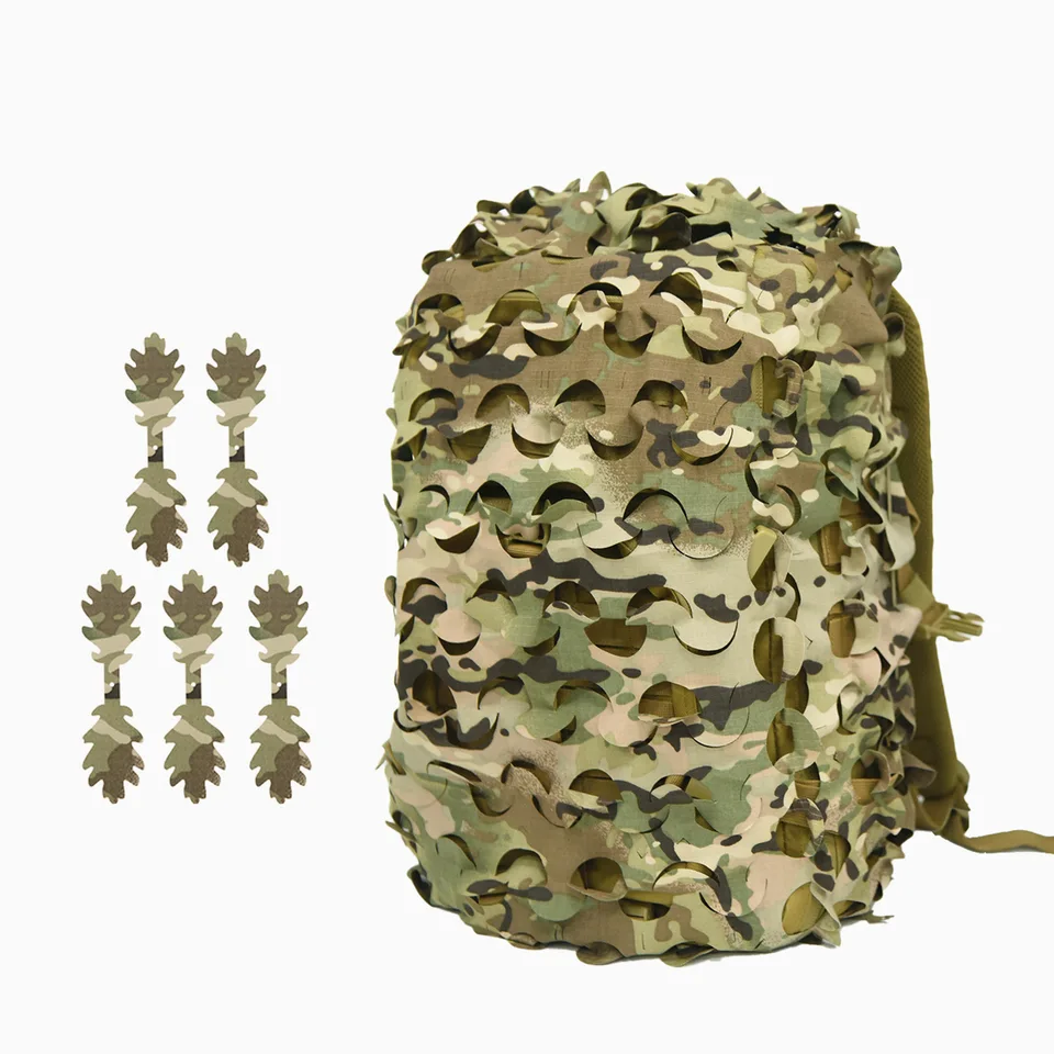 60L Camo Scrim Kit Laser Cut Olove Tvar Helme Scrim Cover Tactical batoh dekorácie Paintball Paratrooper Hunting Accessorie