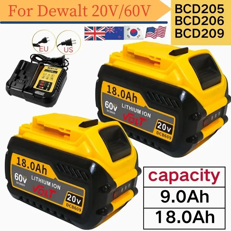 60V batéria pre DeWalt DCB200 18AH/9.0AH batéria DCB606 DCB609 DCB182 18000MAH max