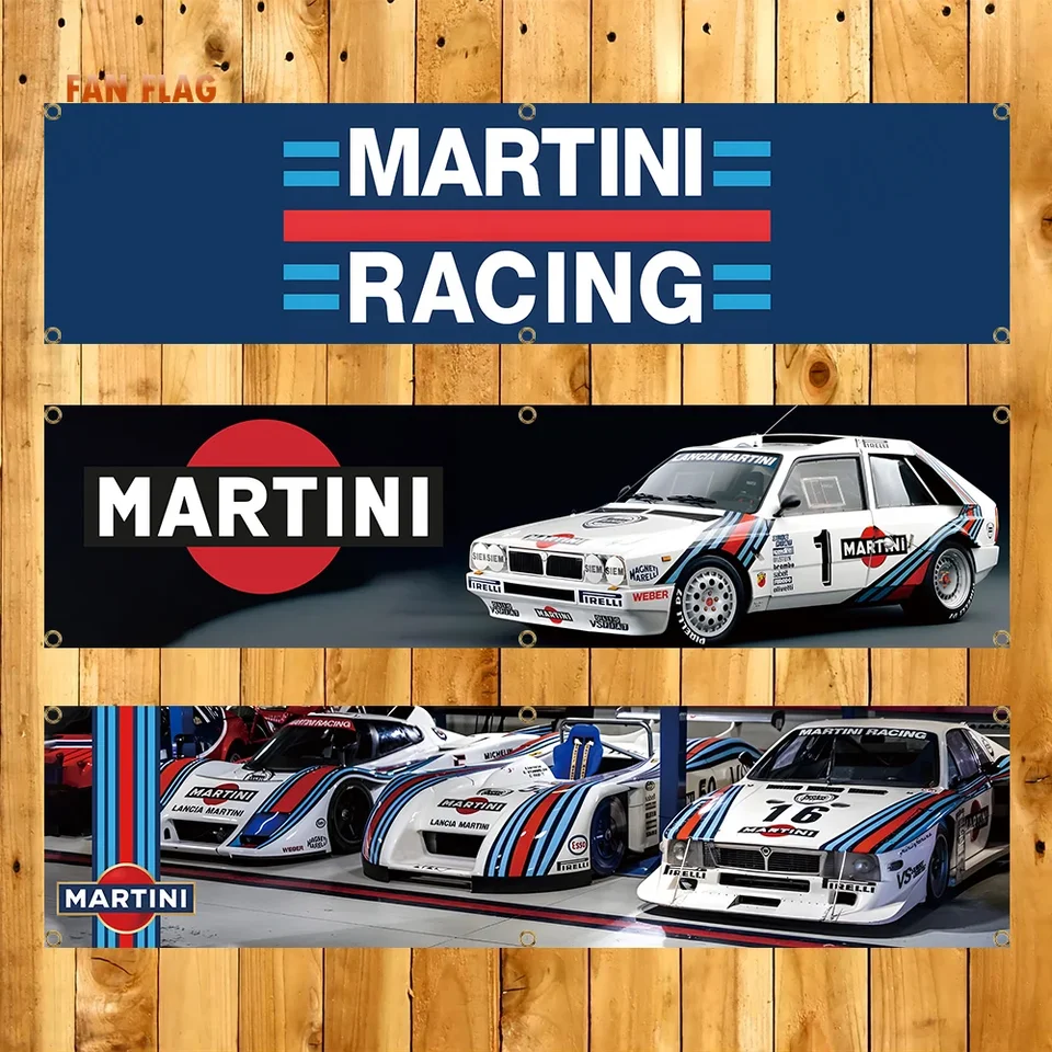 60x240cm Martinis Banner Flag Racing Car Painting Racer Home Plaght Inzercia logo Sport Outdoor Club Digitálna tlač Banner