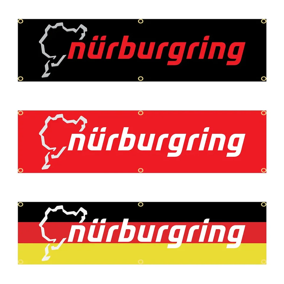 60x240cm Nemecko Nurburgrings Circuit Flag Flag Racing Auta Banner Tapestry Polyester tlačená vlajková garáž alebo vonkajšia lehota na dekoráciu