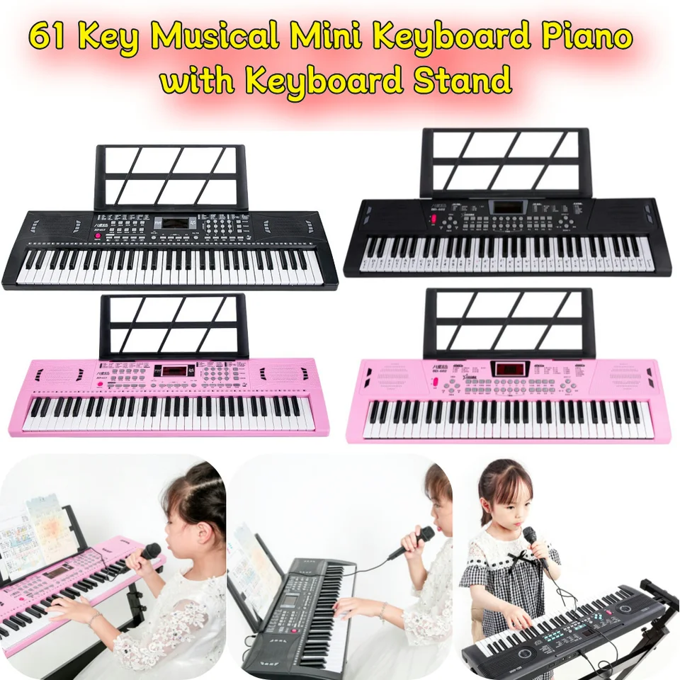 61 Key Musical Mini Keyboard Piano W/ Klávesová stojan Digitálna prenosná syntetizátor Klávesnice pre začiatočníkov Študenti detí