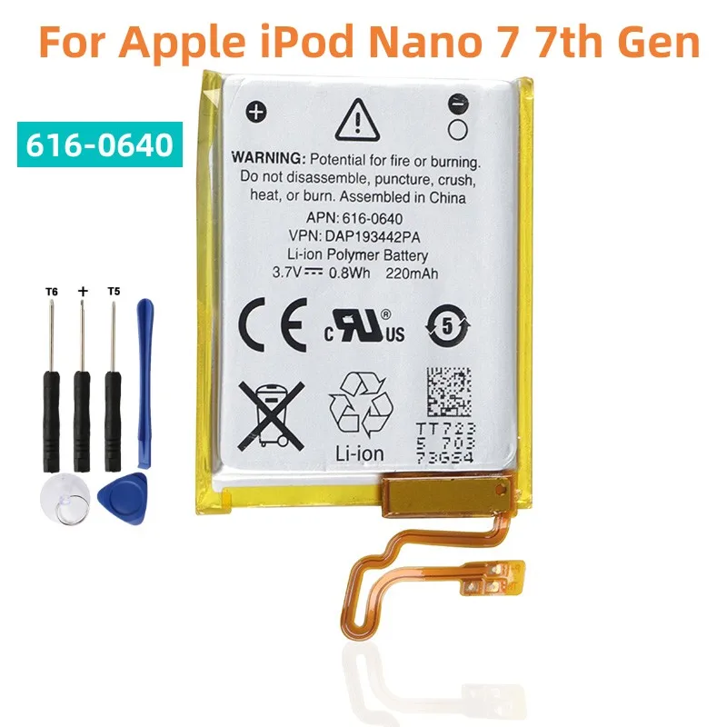 616-0640 Výmena batérie pre batérie iPod nano 7. gen batérie A1446 MP3 mp4 batéria MB903LL/A 616-0639 + Nástroje