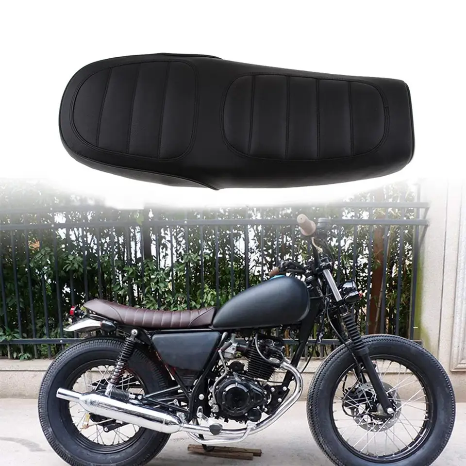 63 cm dlhá motocyklová kaviareň Racer retro vintage sedadlo ploché sedlo vankúšiky (čierne)