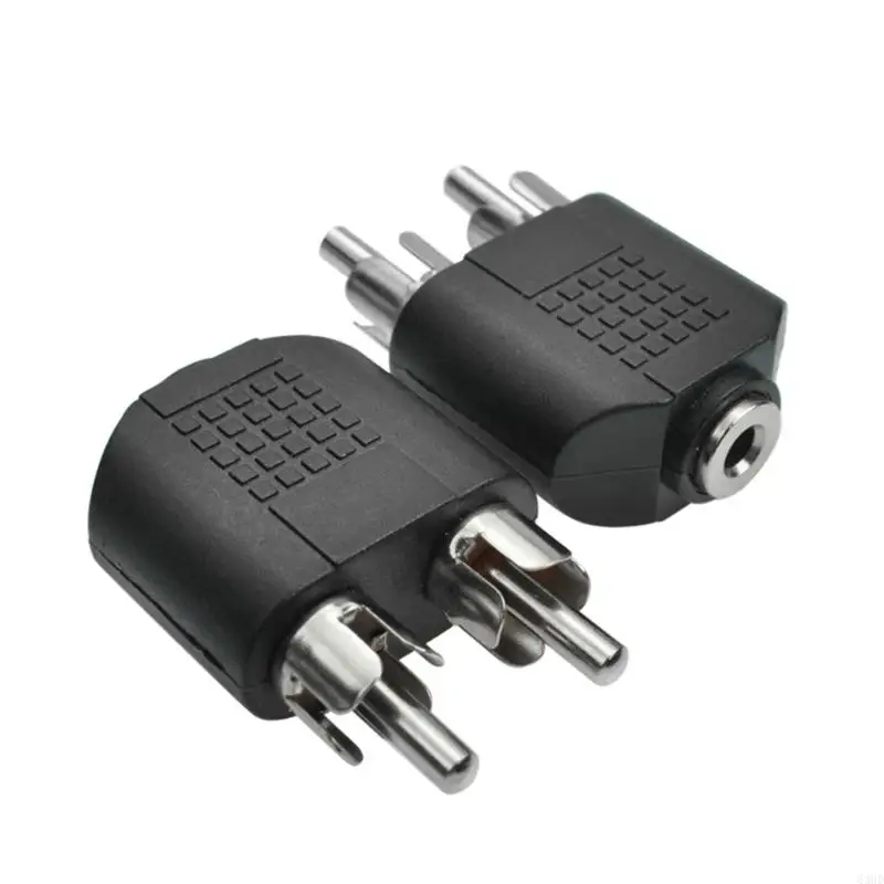 63HD úplne nový 3,5 mm adaptér pre konvertor pre konvertor na 2 RCA mužské stereo pre reproduktor 2ks