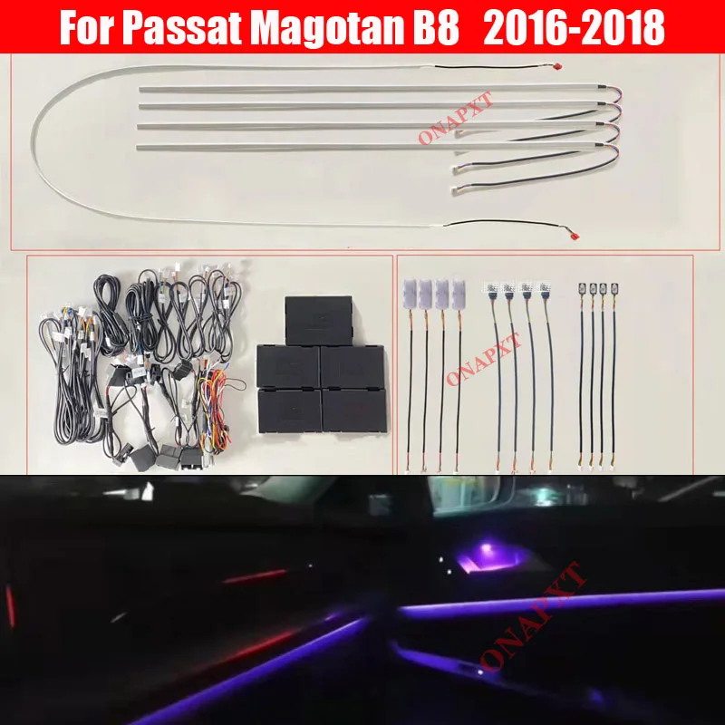 64 Farby nastavené pre Volkswagen Passat Magotan B8 Gomgon Control Dekoratívne okolité svetlo LED atmosféru osvetlené prúžky