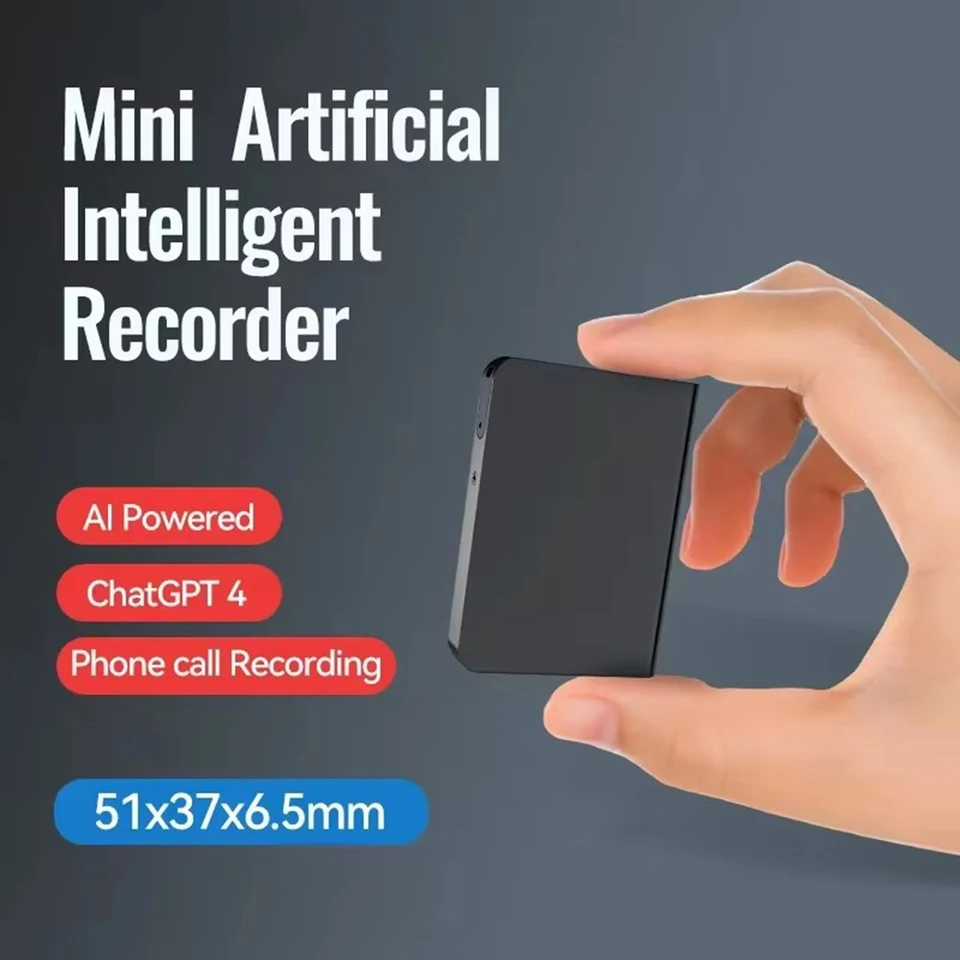 64 GB/128 GB Chatgpt AI Power Mini Voice Recorder App Phone Call Dictaphone Prepisovanie Zhrnutia prekladateľa pre iOS Android