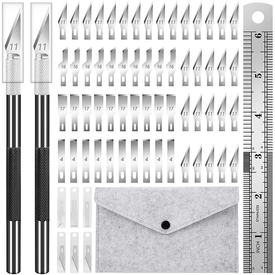 64 ks EXACTO KNIFE PRECISION CREST Vyžadujúca hobby nôž súprava s čepeľami, pravítko, remeselnícky nôž súpravy pre rezbárske diela DIY
