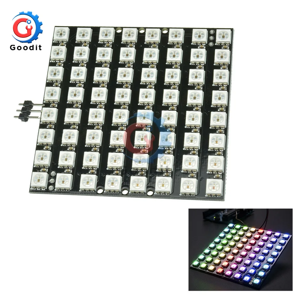 64bit WS2812 LED 5050 RGB 8x8 Bit LED matica pre Arduino WS2812B 8*8 64-bitového modulu LED svetla LED svetla LED LIGH LAF LED LIGH.