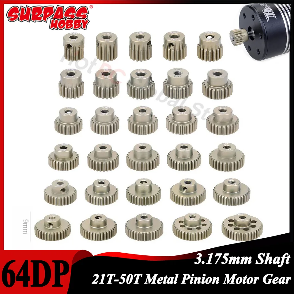 64dp 3,175 mm 21T-25T 26T-30T 31T-35T 36T-40T 41T-45T 46T-50T kovový pastorkový motor pre 1/10 RC Car Brushless Motor Hray