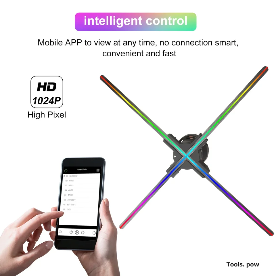 65 cm 3D Fan Holographic projektor fanúšik Hologram reklamné svetlo voľného oka Reklamný stroj HD1024P High Pixel Mobile Control