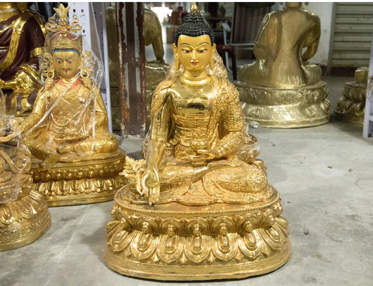 65 cm Super veľké obrovské # chrám Home Lobby Oltár Talisman Efektívne požehnanie Budhizmus Gilding Medicine Buddha Brass Socha