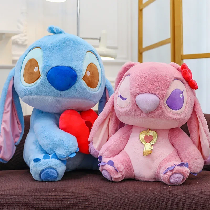 65 cm Veľká veľkosť Love Lock Lilo & Stitch Nová karikatúra Plnená bábika Detské upokojujúce vankúš na Valentína Darček pre priateľku