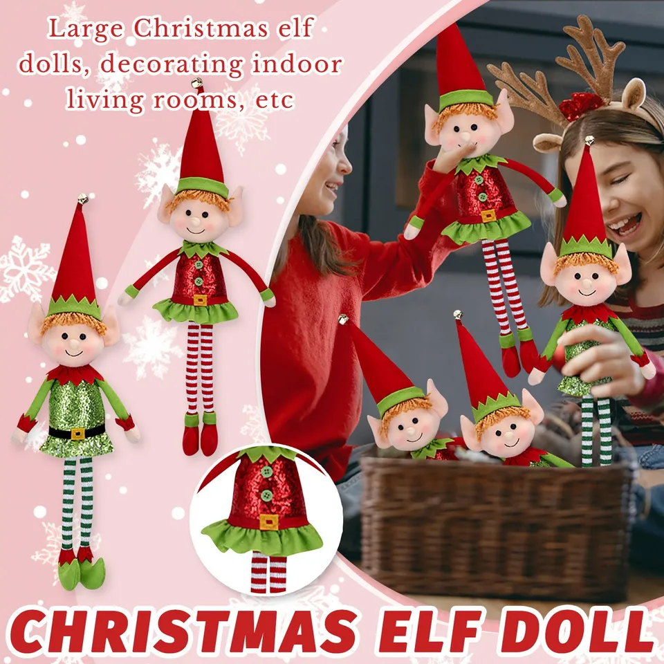 65 cm vianočné škriatkové plyšové bábiky s dlhými nohami Bendy Elf Clown Toy Vianoce elfovia vianočné stromčeky dekorácie ozdoba Darček