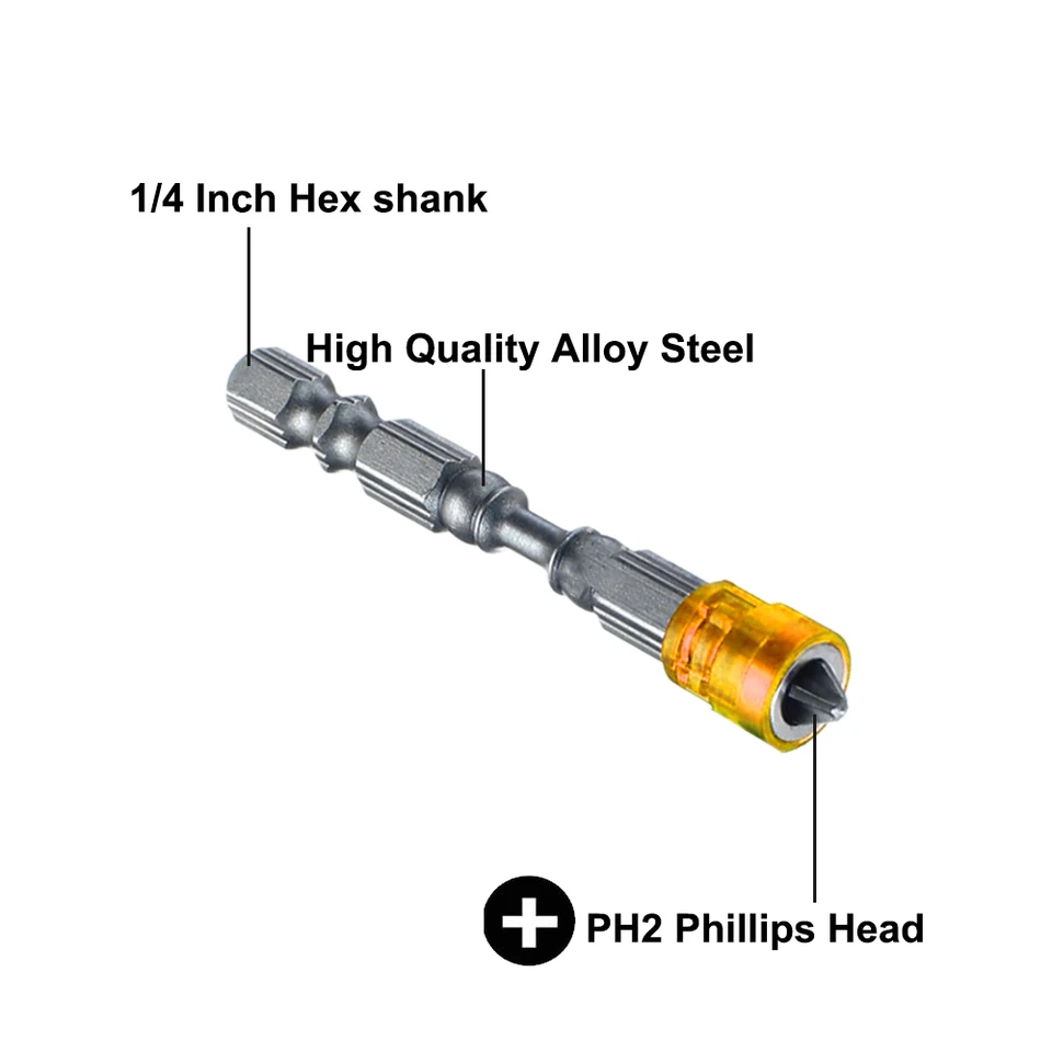 65 mm Ph2 Phillips Magnetické skrutkovacie kúsky S2 Oceľová skrutka skrutka Hex Hex Magnet Bit Bit Kit
