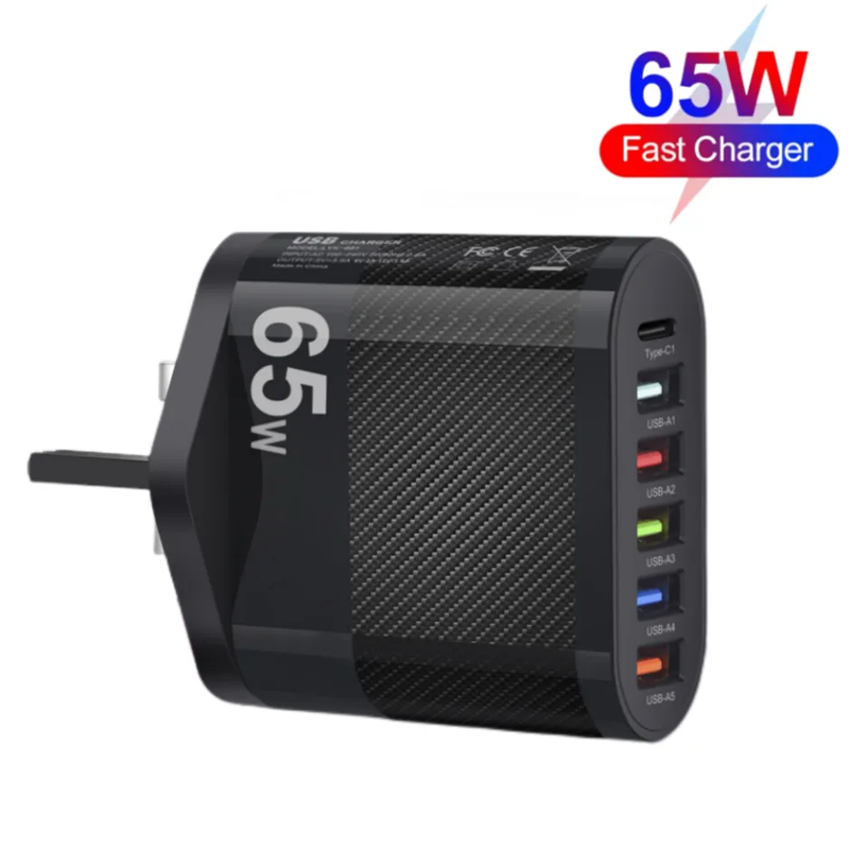 65 W nabíjačku nabíjačky nabíjačky viacerých portov USB pre adaptér nabíjačky typu m mobilný telefón