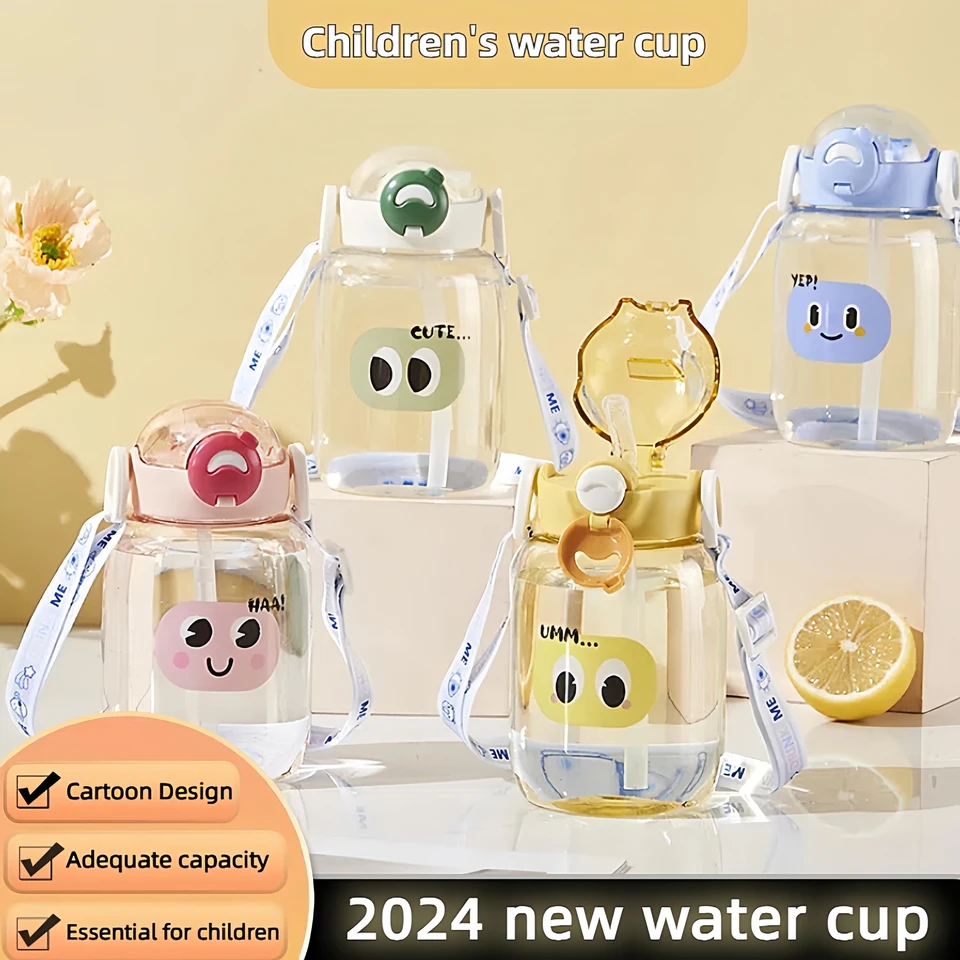 650 ml Krásna fľaša na vodu pre deti voda Sippy Cup so silikónovou slanou nepriepustnosťou plastových fliaš s vodou letný detský pohár vody