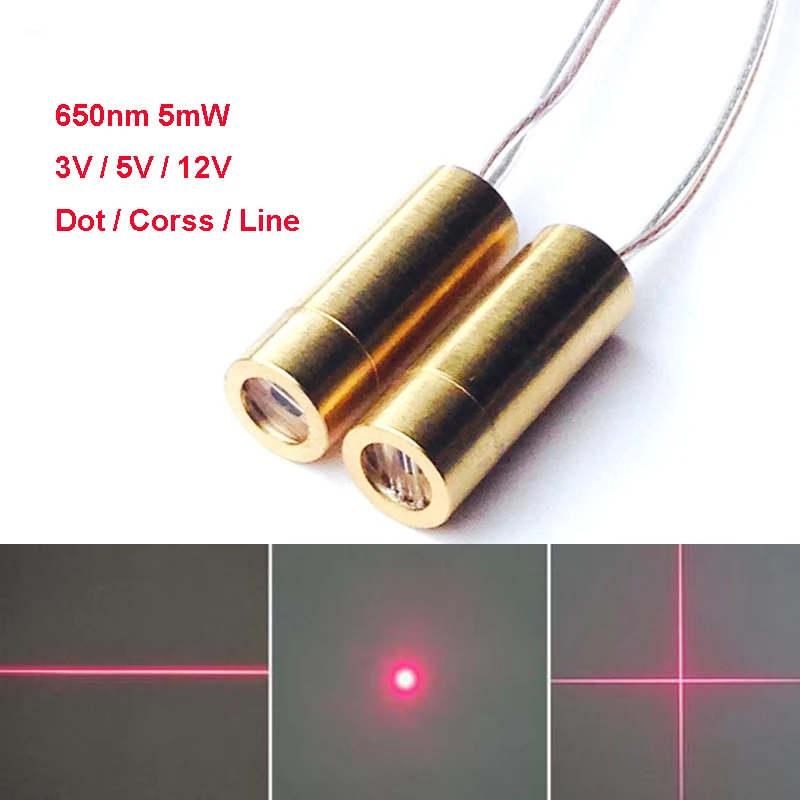 650 NM 5MW 3V 5V 12V DOT CROSS LINE Red Laser Head Priemyselný laserový modul