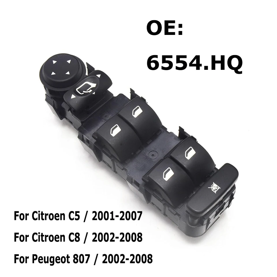 6554.HQ Elektrické napájacie okenné spínač ovládacieho spínača na gombíkové diely pre Peugeot 807 Citroen C5 C8 2002-2008 Príslušenstvo automobilu