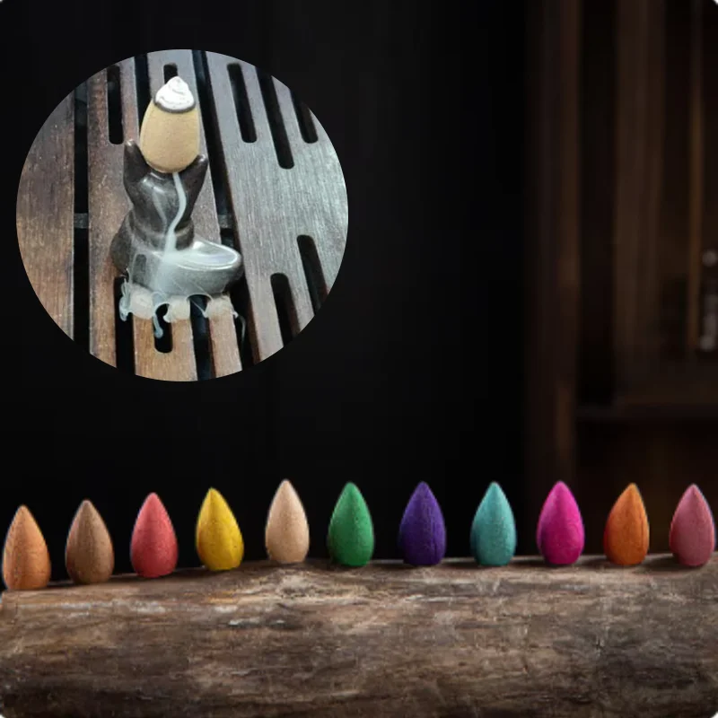 65ks prírodné vodopádové kadidlo kužeľ reflux Tower kadidlo pre horák Dym Dym Backflow Cone Cone Fragrance Lavender Aromaterapia