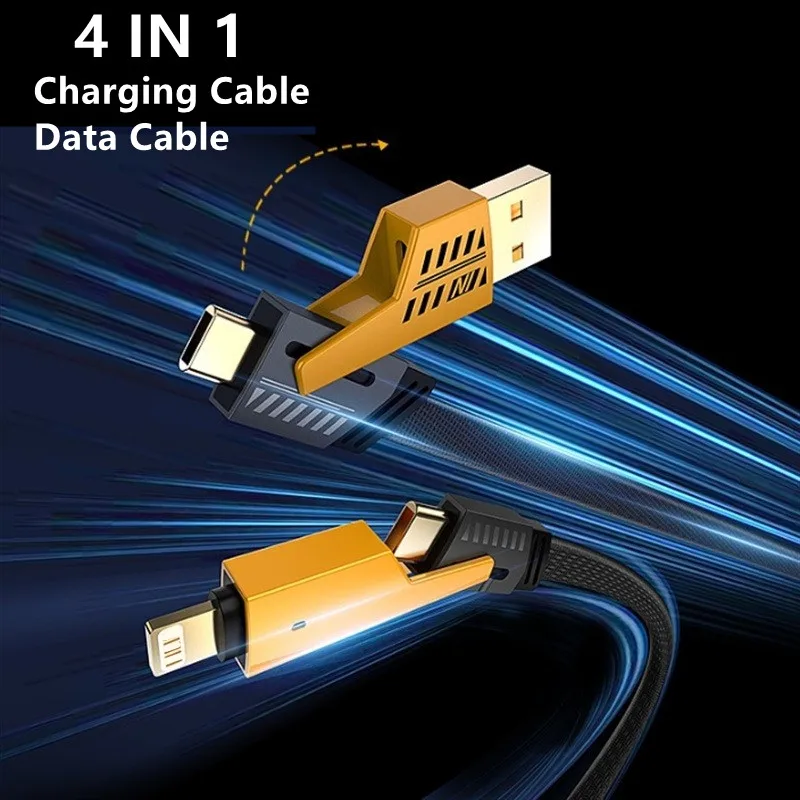 65W 4-v-1 typu C Rýchle nabíjanie kábla USB na typ C blesk pre iPhone 14 15 13 12 iPad Samsung Xiaomi Huawei OnePlus