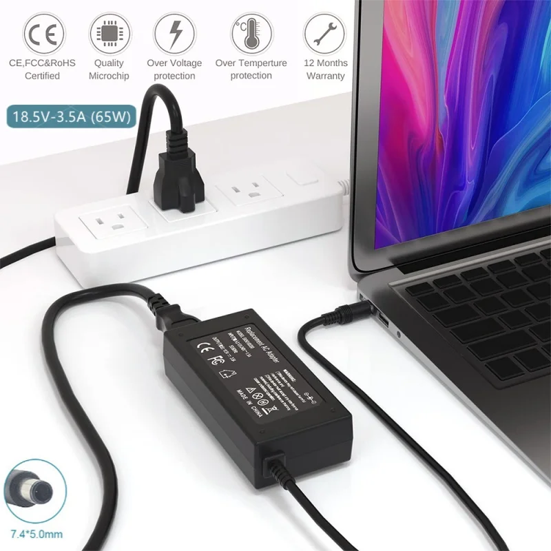 65W nabíjačka AC adaptéra pre pavilón HP G4 G6 G32 G42 G56 G60 G61 G62 G71 G72 Compaq Presario CQ56 CQ57 CQ58 CQ62 CQ61 CQ60