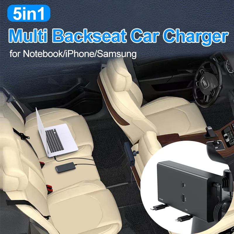 65W viacerých automobilov zatiahnuteľné zadné sedadlá nabíjačka 5in1 nabíjací staničný box Cigaret Spater Adapter pre notebook/iPhone/Samsung