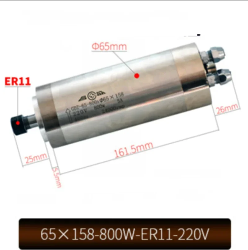 65x158-800W-Er11-220V CNC Water Chladený vreteský motor 2 ložiská CNC Motor vreteny CNC Stroj 1pcs High Qualit