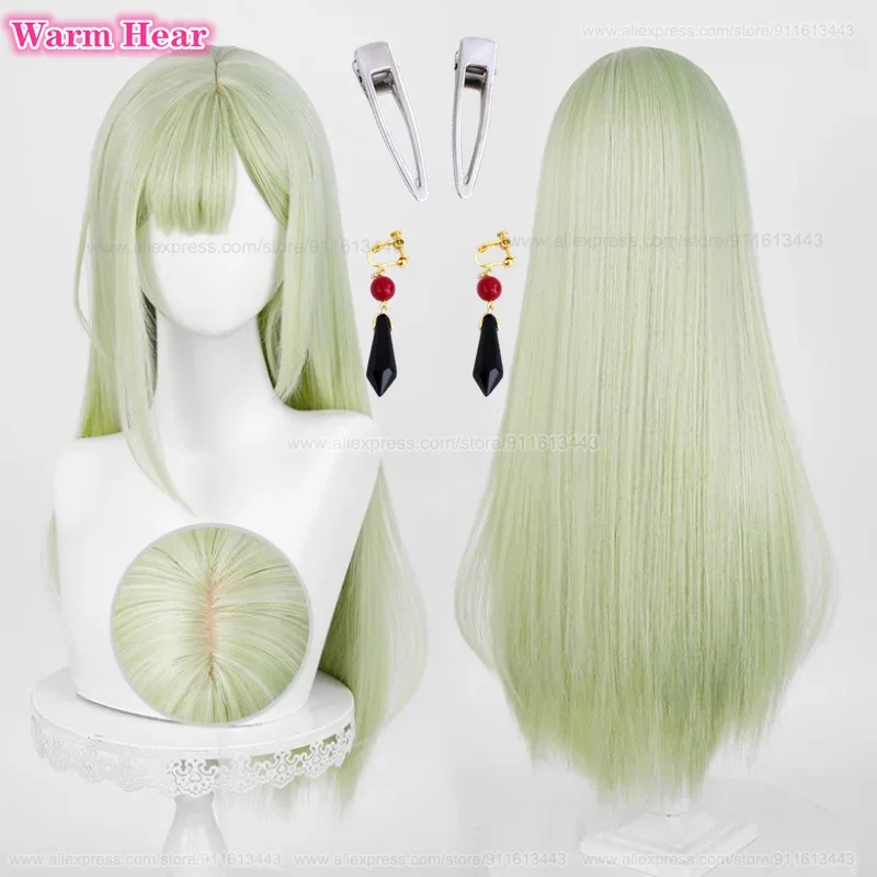 66 cm dlhá musumi wakaba syntetická parochňa anime svetlo zelená rovná vlasy odolná voči vlasom Halloween Cosplay anime parochne +parochňa čiapka