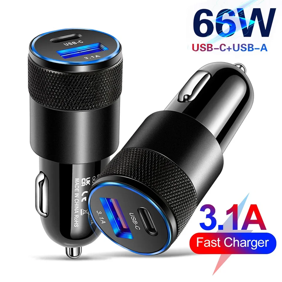 66W USB nabíjačka automobilu Typ C Rýchle nabíjanie telefónneho adaptéra pre Xiaomi Huawei PD Phone nabíjačku