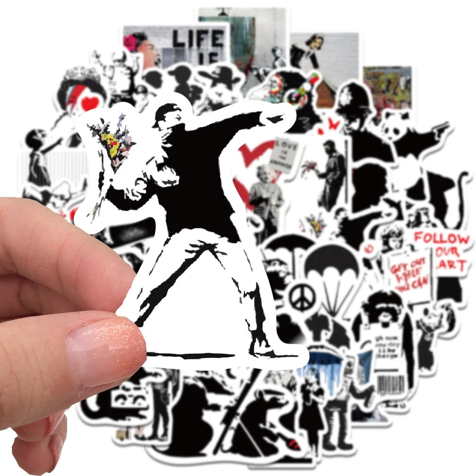 67ks banksy sochy kvetinové nálepky Cool pouličné umenie graffiti obtisky pre bicykel pre laptop batožinu