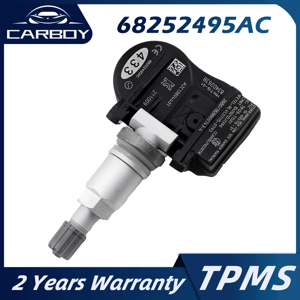 68252495AC Senzor TPMS pre Jeep Grand Cherokee IV 2016 2017-2020 Systém monitorovania tlaku pneumatík 433 MHz 68252495AA 68252495AB