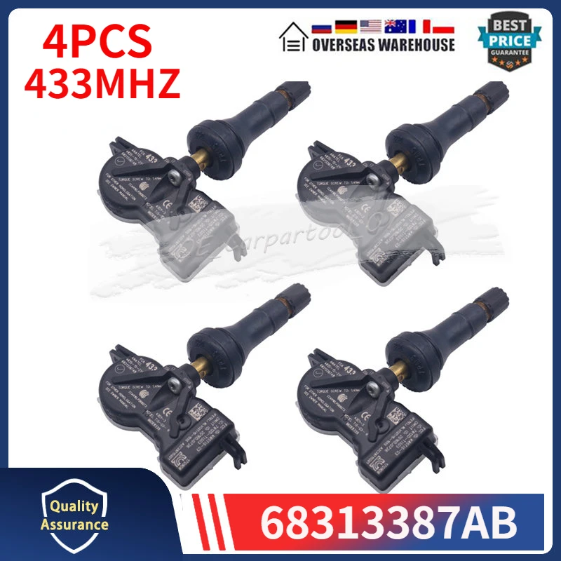 68313387AB 68252493AA 433MHz TPMS tlakový monitor Senzor 4ks pre Fiat 500x Dodge Durango Dart Chrysler 200 Jeep Compass
