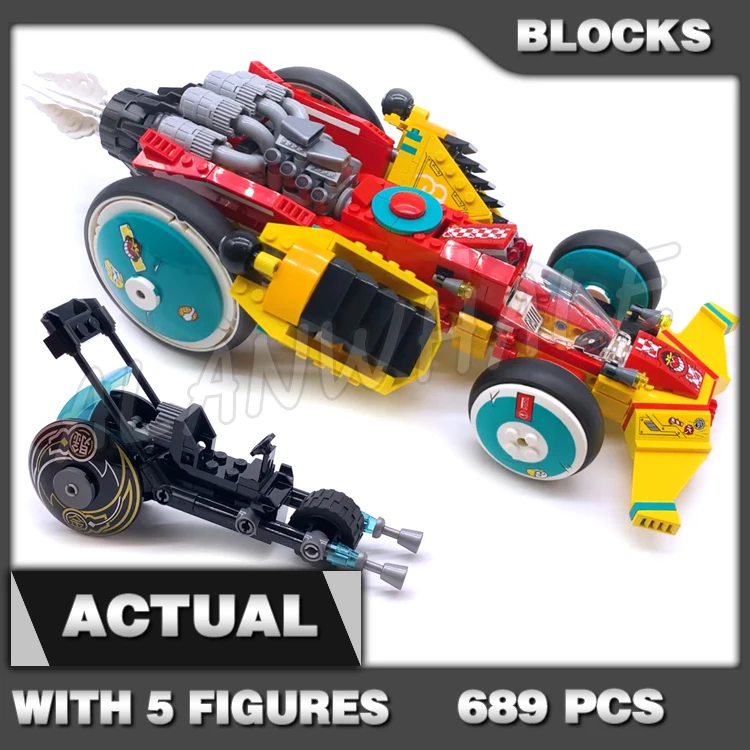 689ks Monkie Kid Cloud Jet Roadster Racer Čínska legenda Gold Horn Demon 11575 Build Blocks Boys kompatibilný s modelom