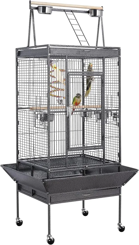 69-palcové kované železné valcovanie veľké papagájové klietky pre africkú šedú malú Quaker Amazon Cockatiel Sun Parokeet Green Cheek