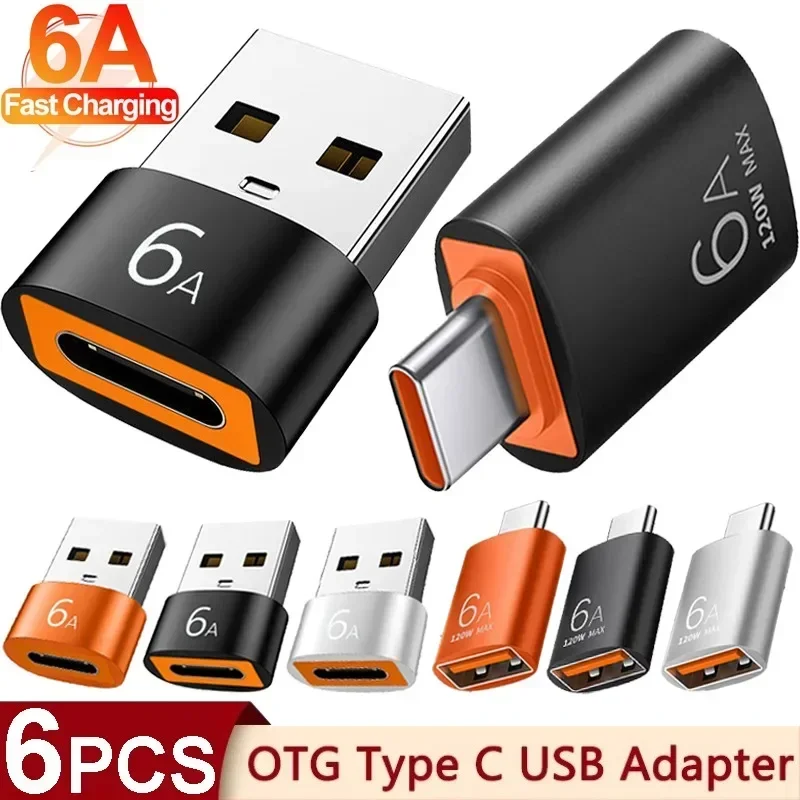 6A USB až Typ-C a Typec na USB OTG Prevodník USB 3.0 Adaptér pre konektor nabíjacieho konektora Samsung Xiaomi MacBook Pro USB C