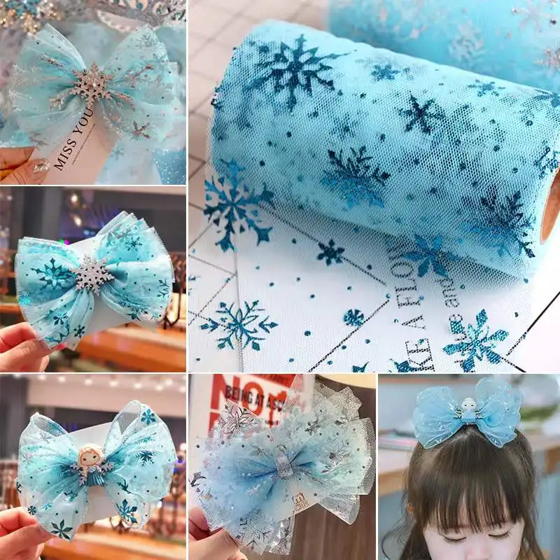 6cm*5y Snowflake Tull Dúh