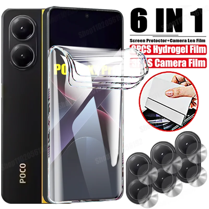 6in1 Hydrogel Film pre Poco X7 Pro X6 X5 X3 NFC X4 GT Chránič obrazovky pre POCO F6 F5 F4 GT F3 M5S M4 M6 Pro C75 C65