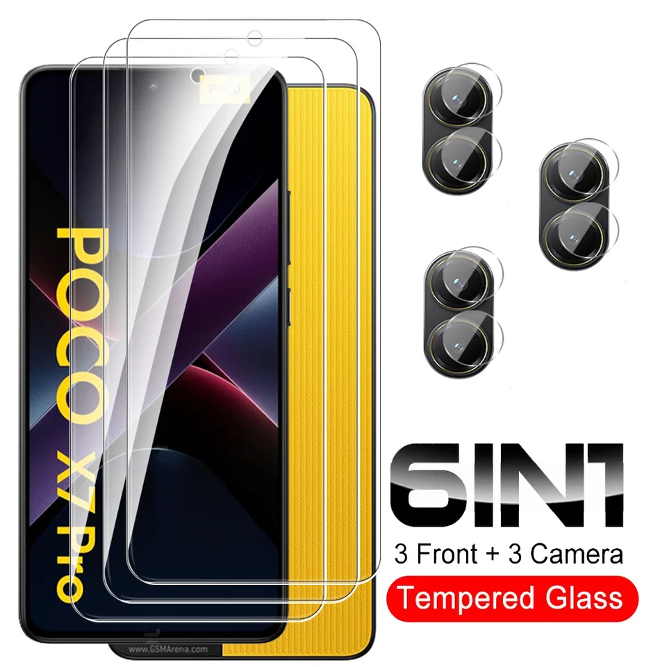 6in1 Temperované sklo puzdro pre Xiaomi POCO X7 Pro Chránite chránič telefónu Poxo Little X7PRO x 7 Pro Pocox7pro Ochranný film objektívu