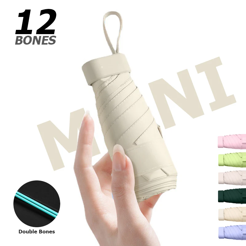6K12BONE MINI UMBRELLA SILNÉ ODPORUJÚCE SUNNÉ RAIN DAMBRELE S UV ochranu proti vreckovým dáždnikom ultrafialového dokladu Profesionálny slnečník