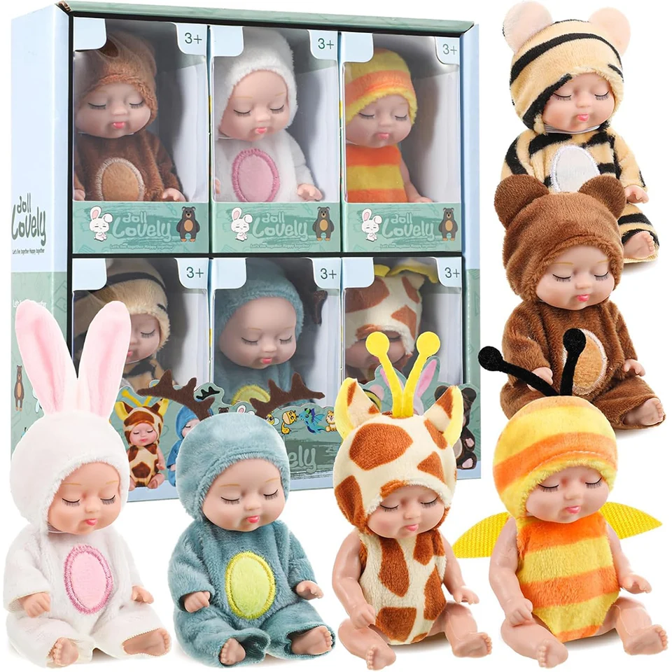 6ks 11cm Mini Reborn Baby bábika Simulácia Rebirth Dolls Toy Miniature Reborn Dievčatá Dievčatá Hračky pre deti darček k narodeninám