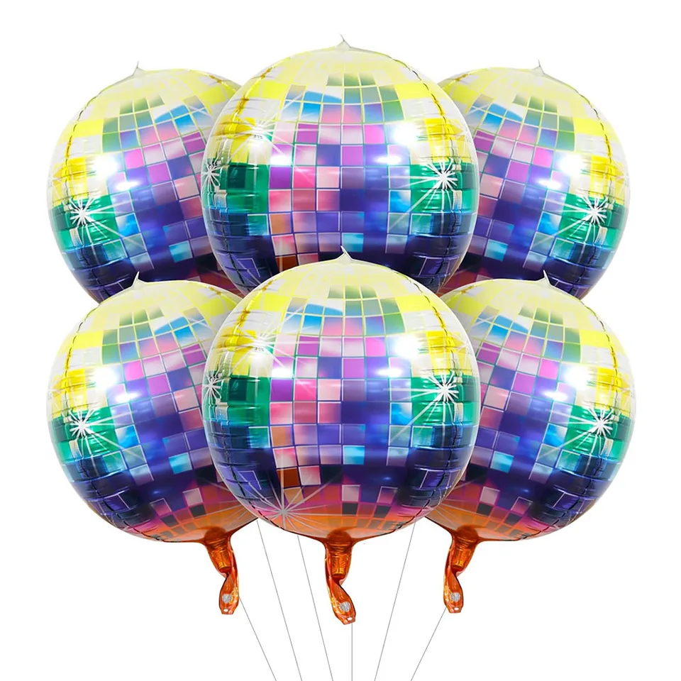 6ks 22 palcov Disco farebné hliníkové fóliové balóny diskotéky Disco Party a tanečná hala retro dekoratívne balóny