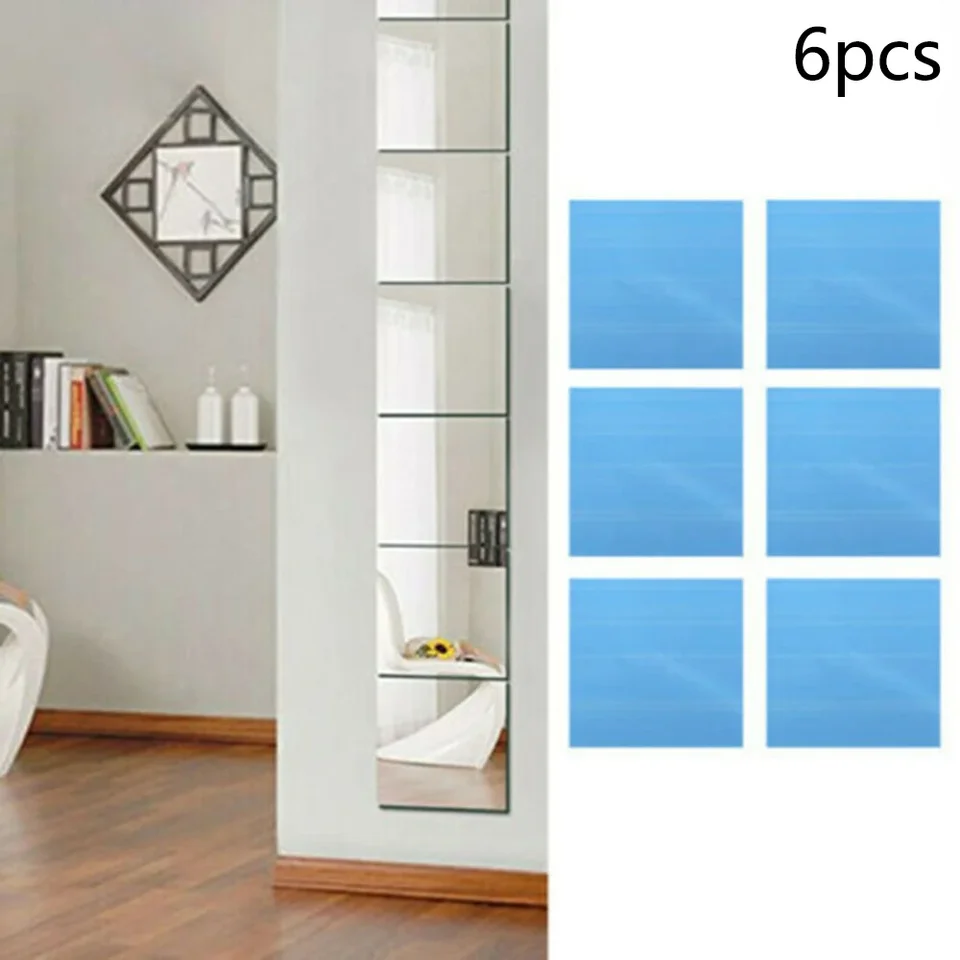 6ks 30 cm štvorcové nálepky na stenu Papier PAPIER MOSAIC Glass Dlaždice zrkadlové nálepky pre obývaciu izbu Kúpeľňa 3D nástenná dekorácia