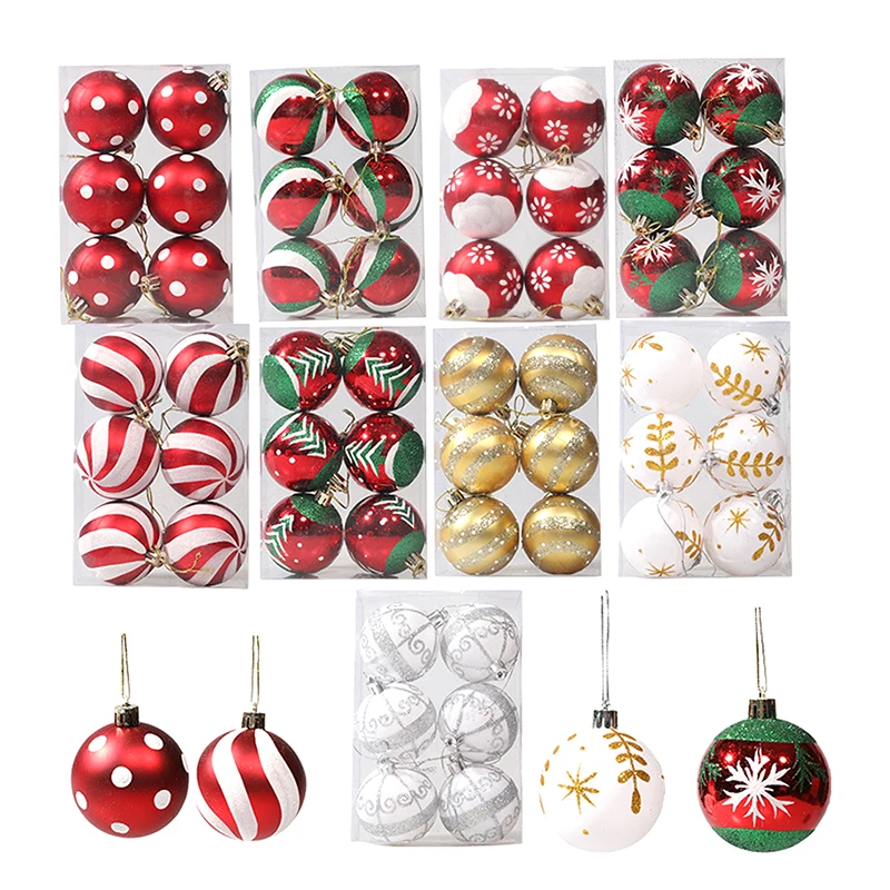 6ks 6cm Snehové vianočné gule Prívesky na vianočné stromčeky DECORÁCIA DECORÁCIE Závesné ozdoby Vianoce Navidad Decor