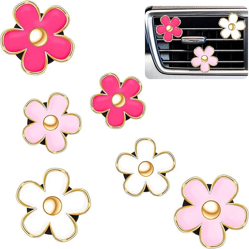 6ks Daisy Flower Air Vet Clip Clip Car Air Contenting Outlet Clip Cone Air First Clip Clip Car Interiér Decor Doplnky pre ženy