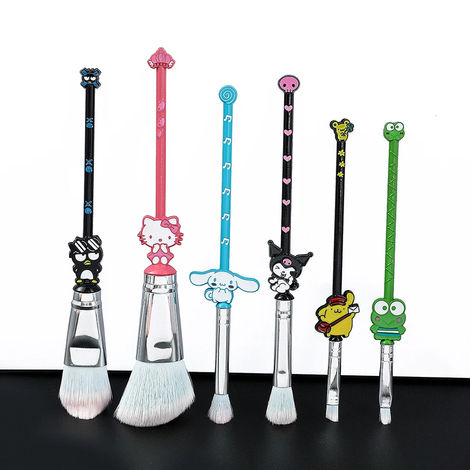 6ks Hello Kitty Brushes makeup Sanrio badbadtz maru cinnamoroll kuromi make -up kefka pre deti kawaii brochas maquillaje
