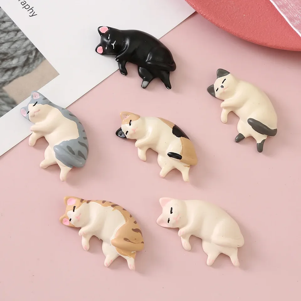 6ks kawaii reviš mini spiace mačky Mini figúrky miniatúrne veci sochy dollouse miestnosť domov dekora
