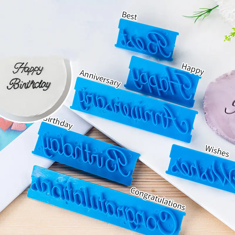 6ks koláčové pečenie formy abecedy listy slová cookie tlačová pečiatka rezifer cutter fondant pleseň šťastná narodeninová koláč dekorácia