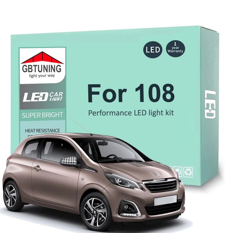 6ks LED interiérová žiarovka Súprava pre Peugeot 108 2015 2016 2017 2018 2019 2019 2020 Čítanie automobilov DOME TRUNK Vozidlo Indoor Lamp Canbus